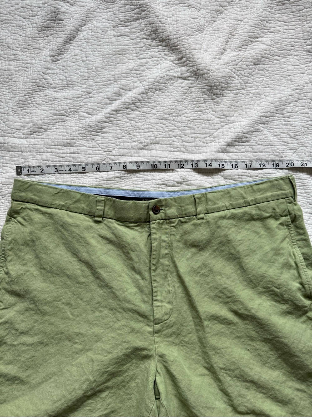 Men's Brooks Brothers Light Green Linen Blend Shorts, W40 - Picture 4 of 5